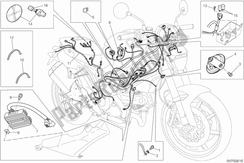 Tutte le parti per il Cablaggio Elettrico del Ducati Monster 1100 EVO Anniversary USA 2013